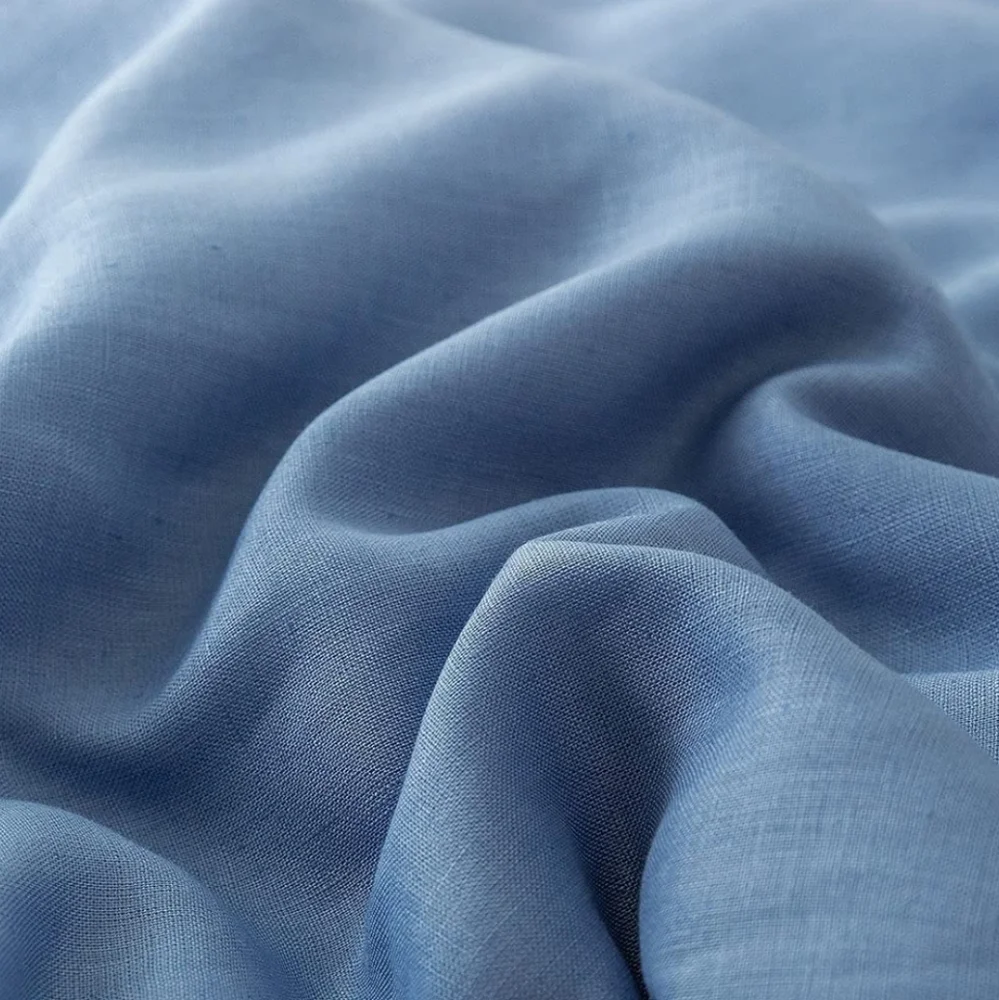 Blue Linen Duvet Cover Bundle 3 Pieces Queen Size Duvet Cover Sham Brown Buttons
